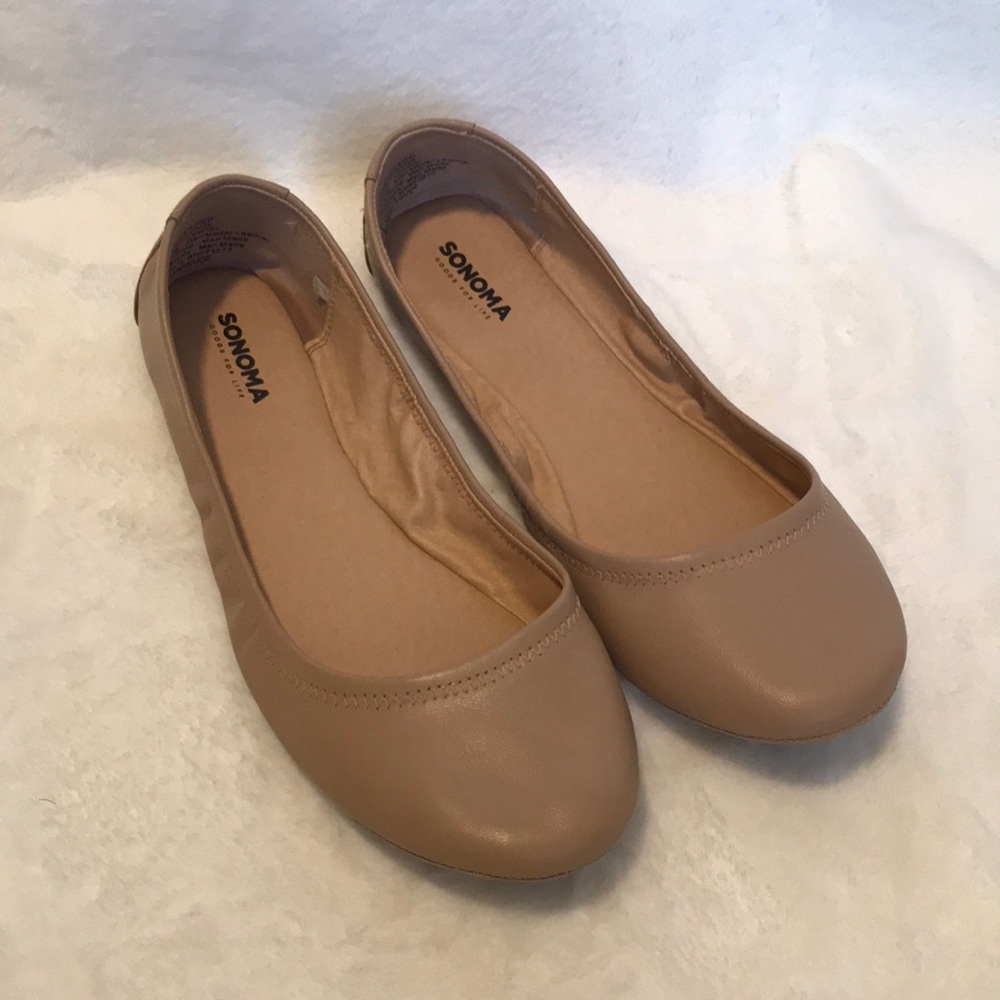 Nude Leather Ballet Flats